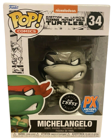 Funko Pop! Michelangelo Black and White Chase #34 vinyl figure collectible